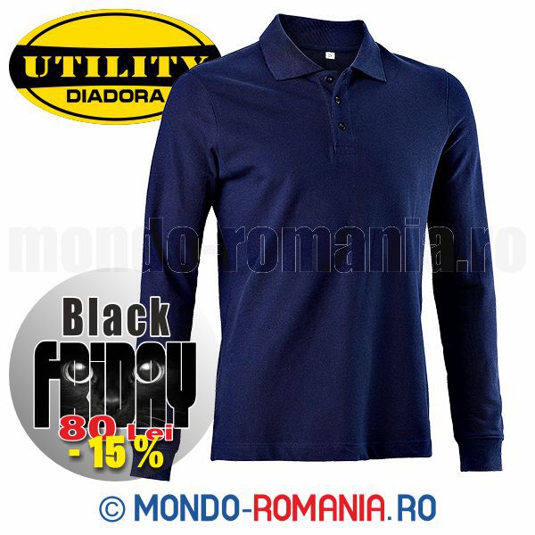 Tricou POLO albastru cu maneca lunga - DIADORA ATLANTIS 